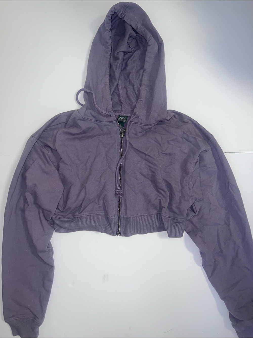 Cropped Purple Zip-Up Hoodie Jacket